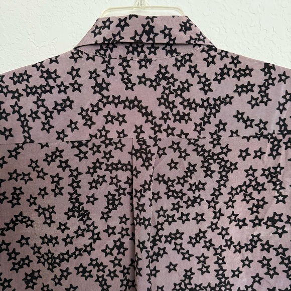 Equipment Taupe Silk Star Print Mini Shirt Dress Size S Long Sleeve Celestial - Picture 8 of 10